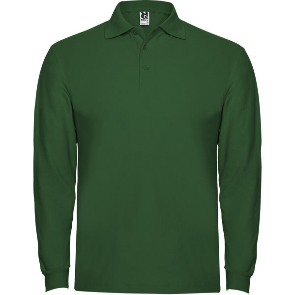 Polo de manga larga de algodon pique Estrella L/S personalizado en color verde botella