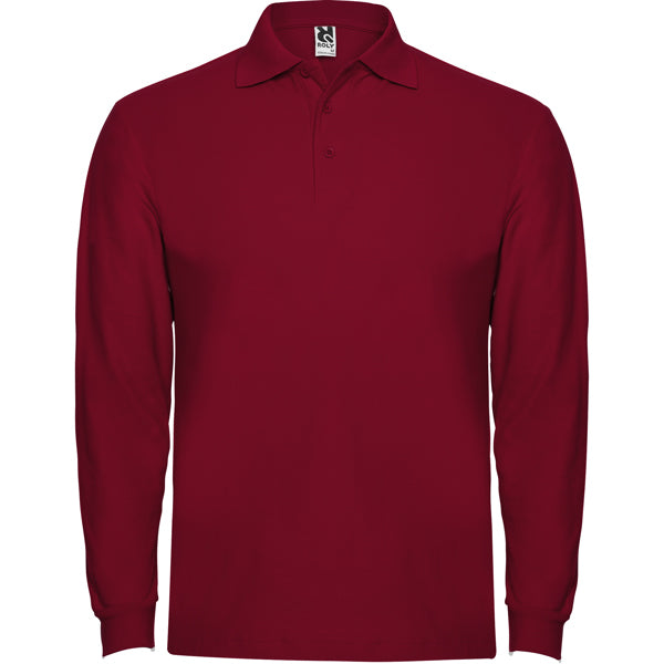 Polo de manga larga de algodon pique Estrella L/S personalizado en color granate