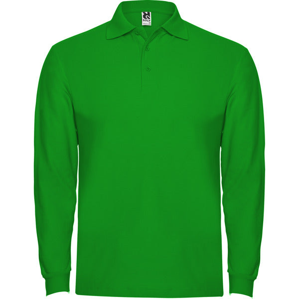 Polo de manga larga de algodon pique Estrella L/S personalizado en color verde grass