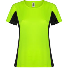 Camiseta Shanghai Woman CA6648 Mujer Verde Fluor/Negro personalizable con bordado, serigrafia y DTF | LogoLider