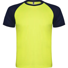 Camiseta Indianapolis CA6650 Hombre Amarillo Fluor/Marino personalizable con bordado, serigrafia y DTF | LogoLider