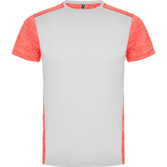 Camiseta Zolder CA6653 Hombre Blanco/Coral Fluor Vigore personalizable con bordado, serigrafia y DTF | LogoLider