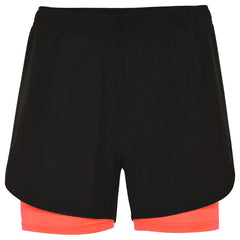 Pantalon corto Lanus PC6655 Mujer Negro/Coral Fluor personalizable con bordado, serigrafia y DTF | LogoLider