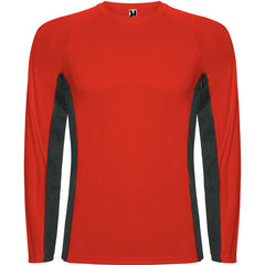 Camiseta Shanghai L/S CA6670 Hombre Rojo/Plomo Oscuro personalizable con bordado, serigrafia y DTF | LogoLider