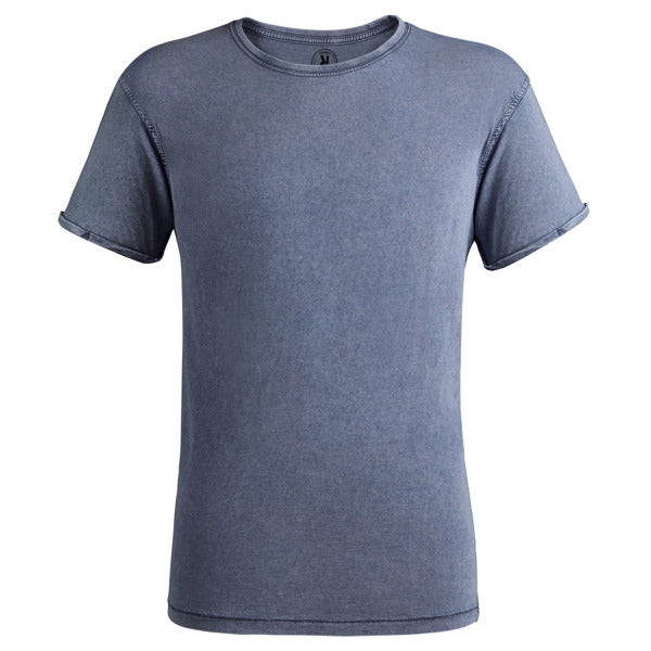 Camiseta casual premium efecto lavado Husky personalizada en color azul denim