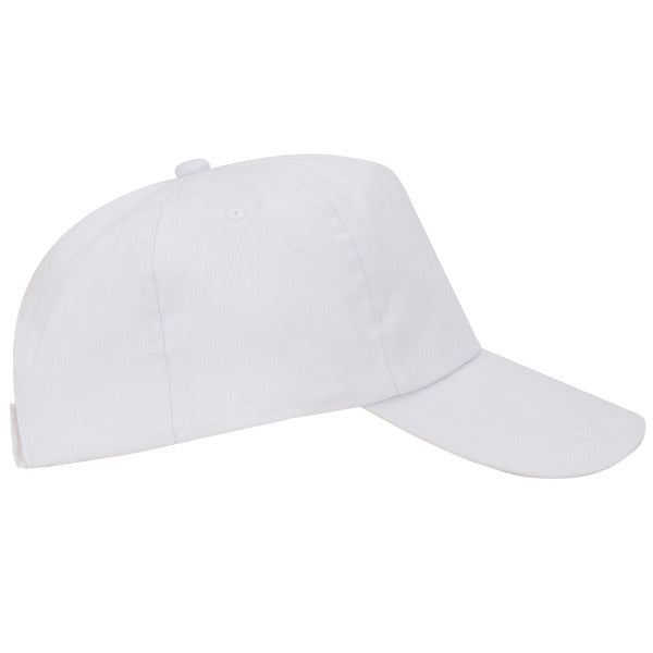 Detalle de la gorra clasica de 5 paneles uranus en color blanco
