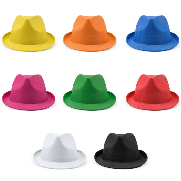 Detalle del sombrero de poliester para eventos dusk en color royal