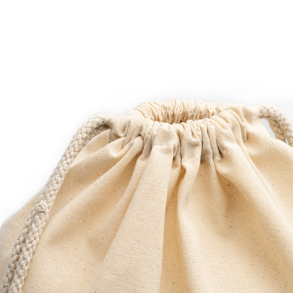 Detalle de la mochila de cuerdas de algodon fairtrade barone en color crudo