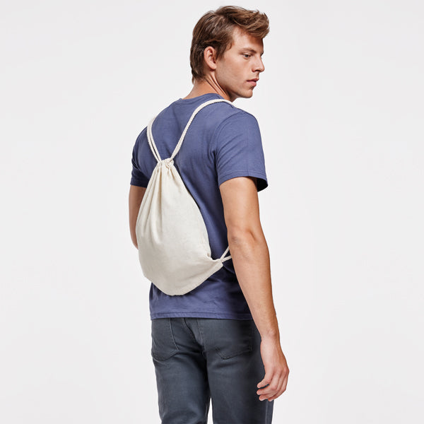 Mochila de cuerdas de algodón Mirlo personalizada en color crudo