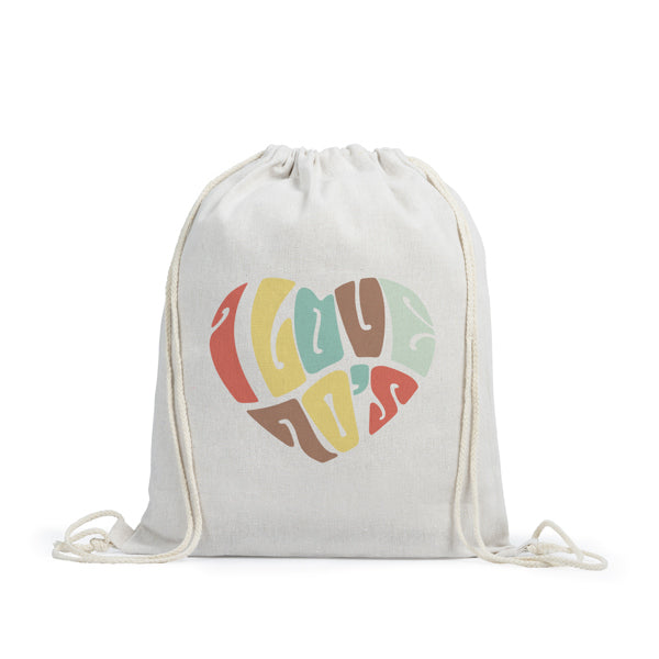 Detalle de la mochila de cuerdas sublimable kanda en color beige
