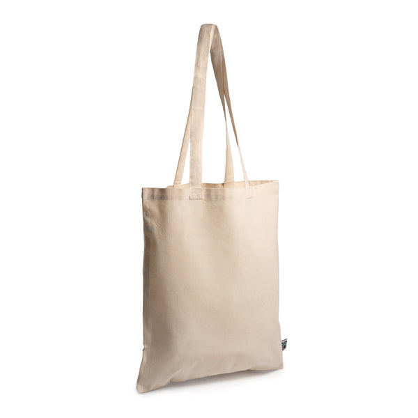 Bolsa de algodón Fairtrade con asas largas Valmir personalizada con logo de empresa