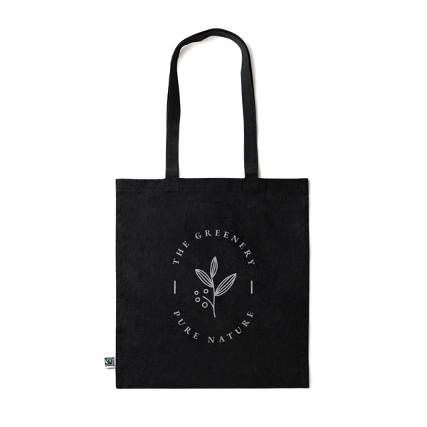 Detalle de la bolsa de algodon fairtrade de 180 g kimex en color negro