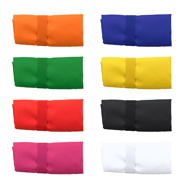 Detalle de la bolsa de la compra plegable cosida toco en color naranja
