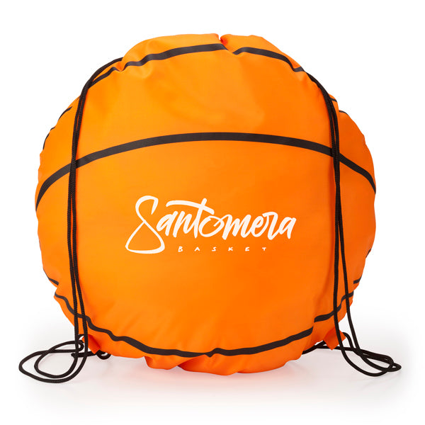 Detalle de la mochila de cuerdas con disenos deportivos milano con diseño de baloncesto