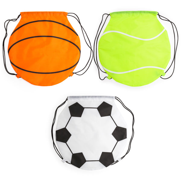 Detalle de la mochila de cuerdas con disenos deportivos milano con diseño de baloncesto