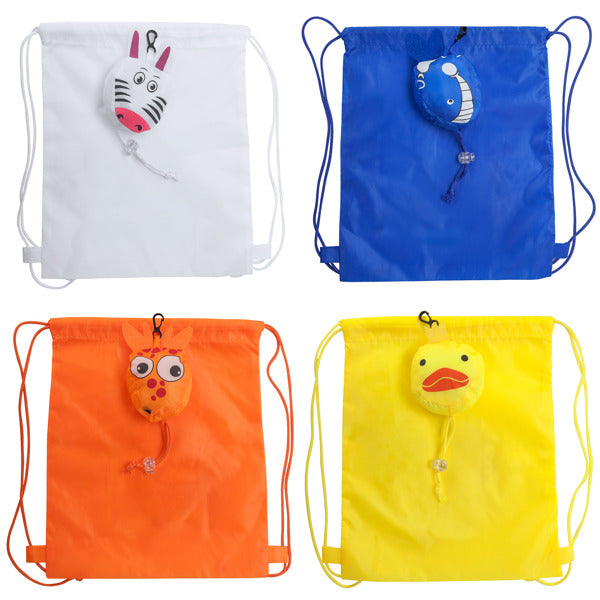 Detalle de la mochila plegable infantil de animales elanio con diseño de pollo