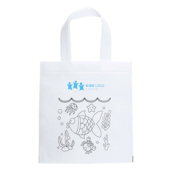 Detalle de la bolsa infantil para colorear con ceras azor en color blanco