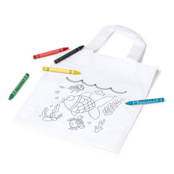 Detalle de la bolsa infantil para colorear con ceras azor en color blanco