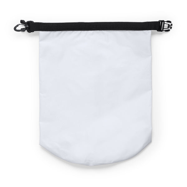 Detalle de la bolsa impermeable estanca de 8,5 litros monje en color blanco