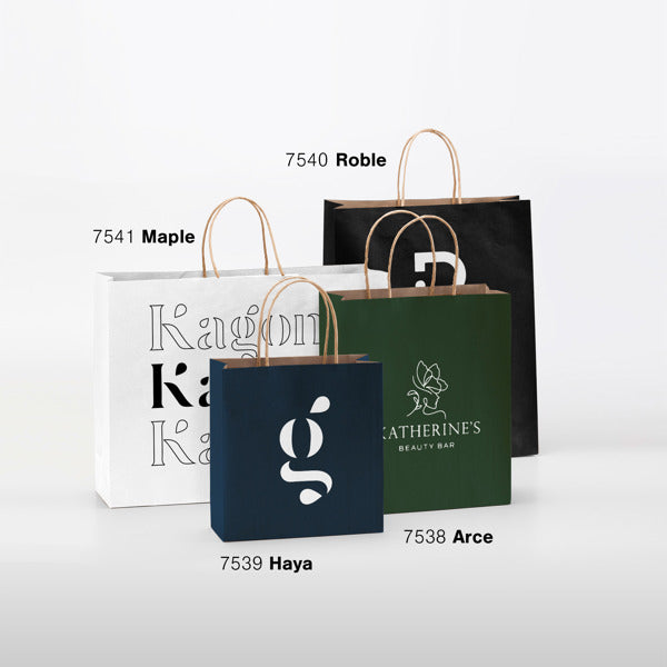 Detalle de la bolsa de papel rizada de 110 g maple en color crudo