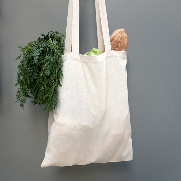 Detalle de la bolsa tote de algodon de 180 g zenith en color crudo