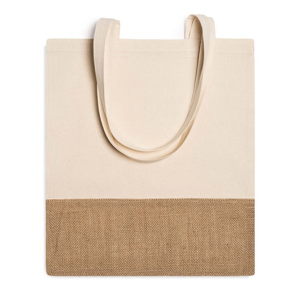 Bolsa de la compra de algodón y yute Wave personalizada con logo de empresa