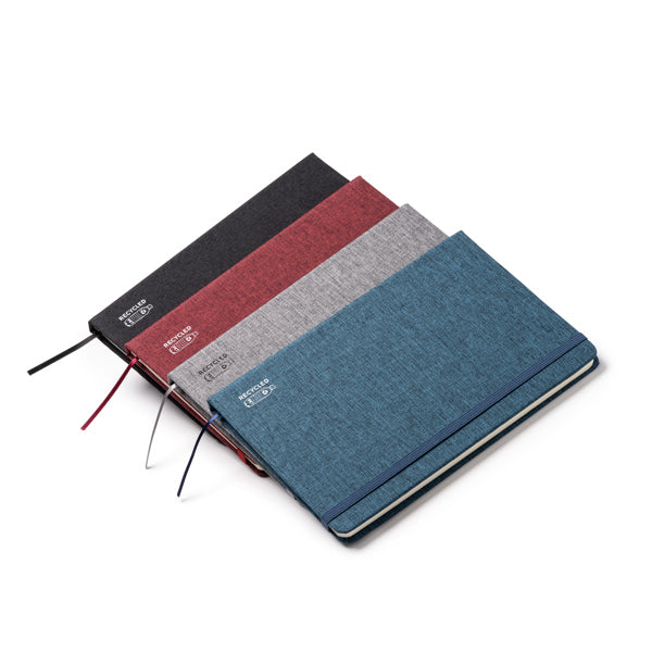 Acabado de la libreta de tejido RPET azul denim personalizada