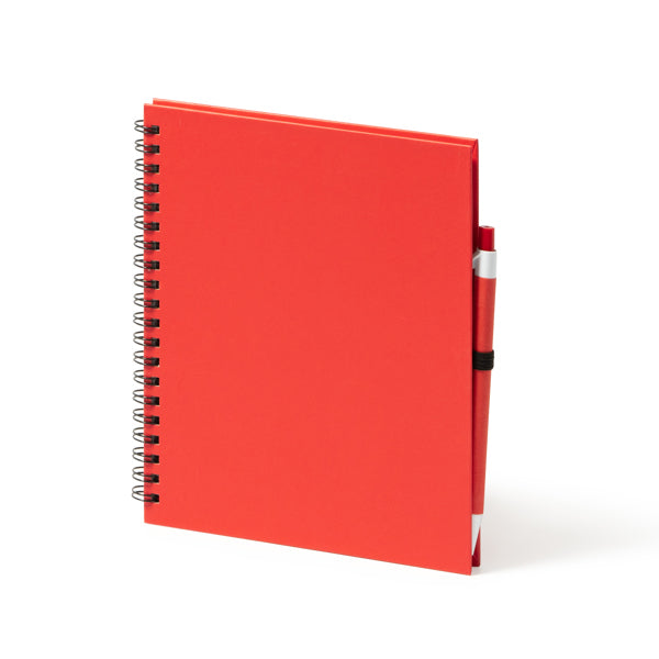 Libreta de espiral con boligrafo de carton reciclado personalizada