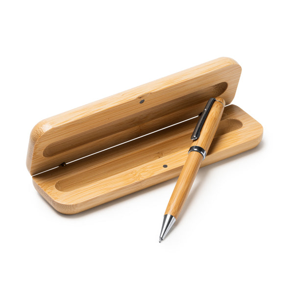 Bolígrafo giratorio de bambú con estuche Bodoni