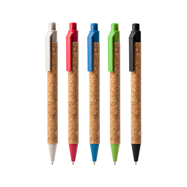 Acabado del boligrafo de corcho y fibra de trigo rojo