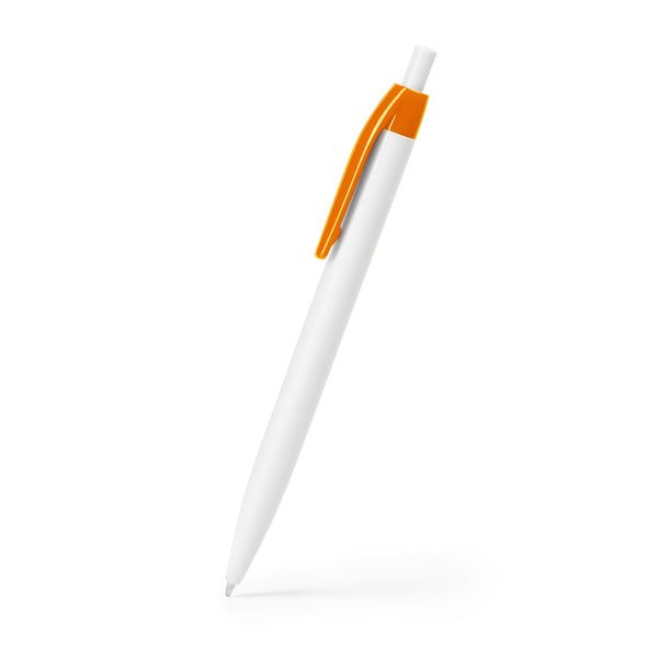 Boligrafo blanco con clip de color Hindres personalizado con logo