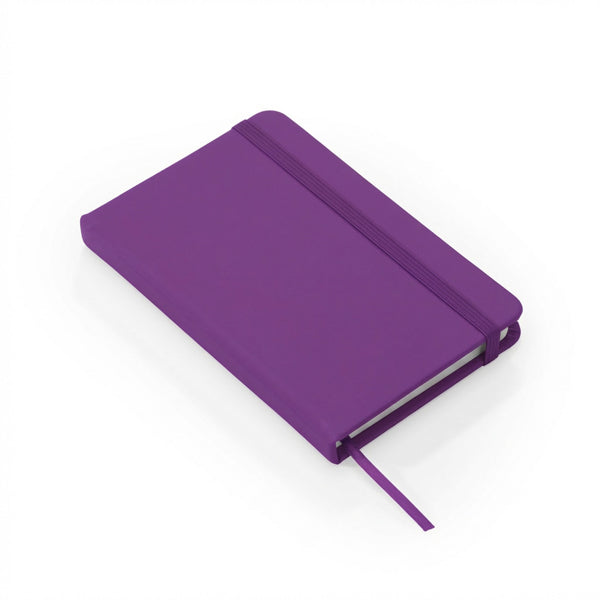 Detalle de la libreta de polipiel purpura personalizada