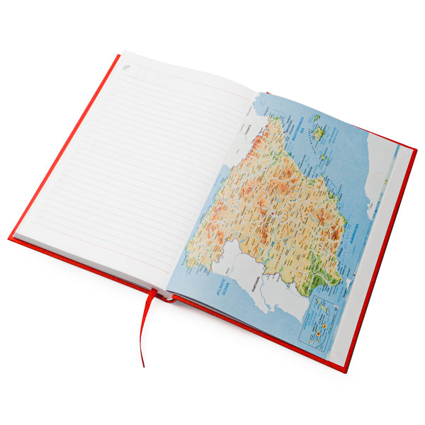 Detalle de la cubierta de la agenda A5 acolchada roja personalizada