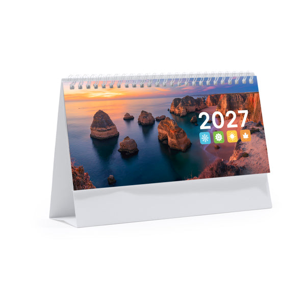 Calendario de sobremesa horizontal con anillas
