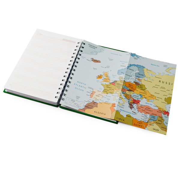 Acabado de la agenda A5 dia por pagina verde personalizada con logo