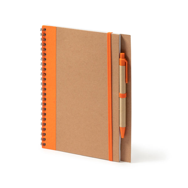 Libreta de espiral con boligrafo azul personalizada con logo de empresa
