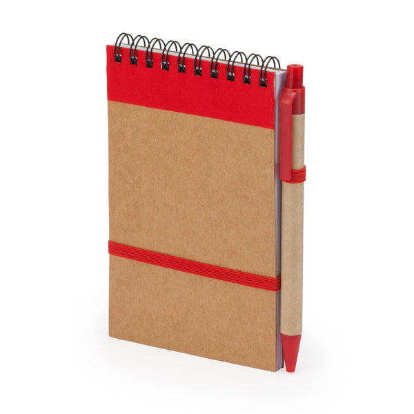 Libreta de espiral de 70 hojas con boligrafo personalizada con logo