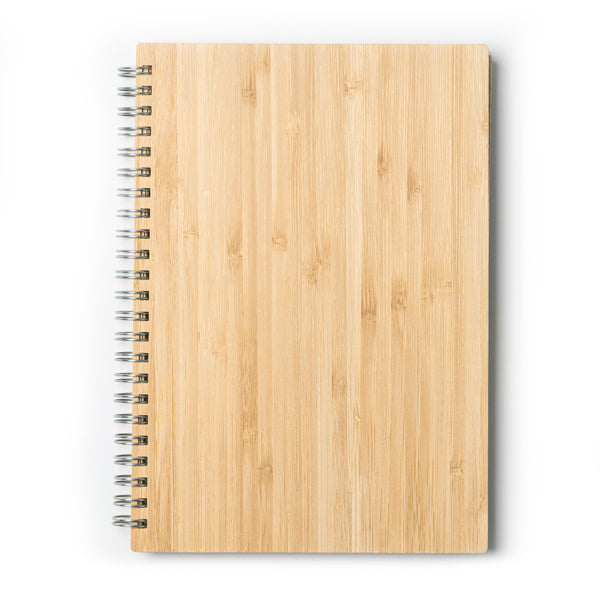 Acabado del set de libreta y boligrafo de bambu personalizado