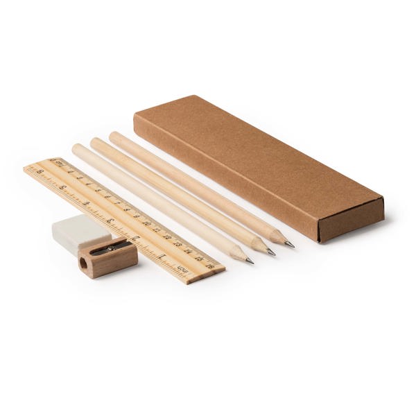 Set de escritura de madera natural Vernak