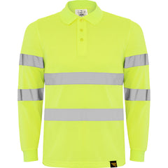Prenda alta visibilidad Polaris L/S HV9306 Hombre Amarillo Fluor personalizable con bordado, serigrafia y DTF | LogoLider
