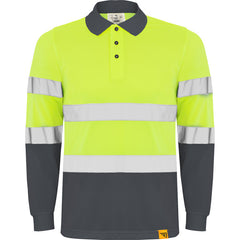 Prenda alta visibilidad Polaris L/S HV9306 Hombre Plomo/Amarillo Fluor personalizable con bordado, serigrafia y DTF | LogoLider