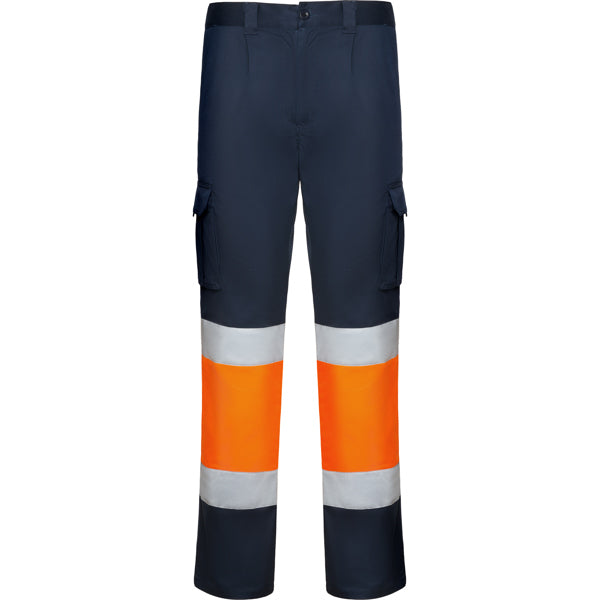 Pantalon de alta visibilidad elastico Daily Stretch HV personalizado en color marino y naranja fluor