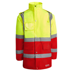 Prenda alta visibilidad Merak HV9320 Hombre Rojo Laboral/Amarillo Flúor personalizable con bordado, serigrafia y DTF | LogoLider