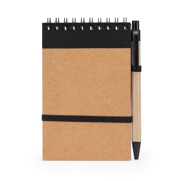 Detalle de la libreta de espiral de 70 hojas negra personalizada
